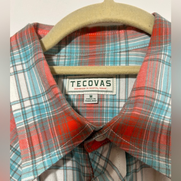 Tecovas Western Red and Blue Plaid Casual Shirt Size S - Picture 2 of 9